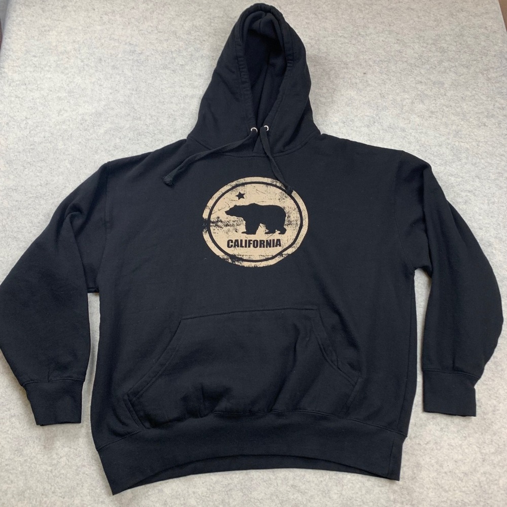 Motif Apparel Hoodie Mens XL Black California‎ Bear Graphic Pullover Fleece West